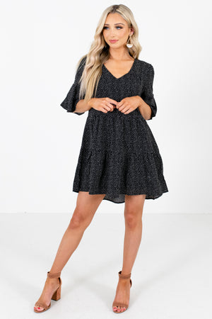 Black V-Neckline Boutique Mini Dresses for Women