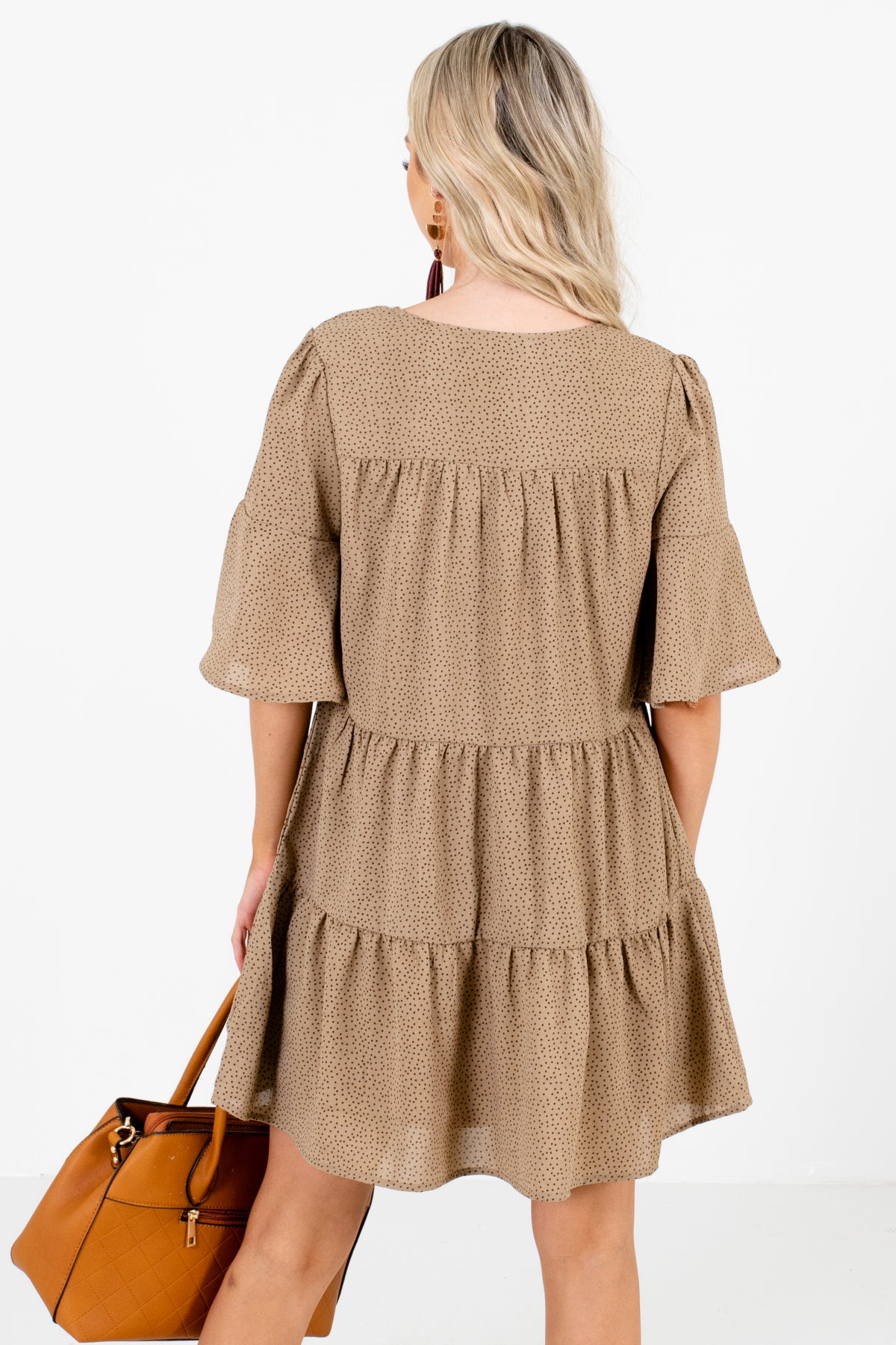 Women's Brown Tiered Ruffle Style Boutique Mini Dress