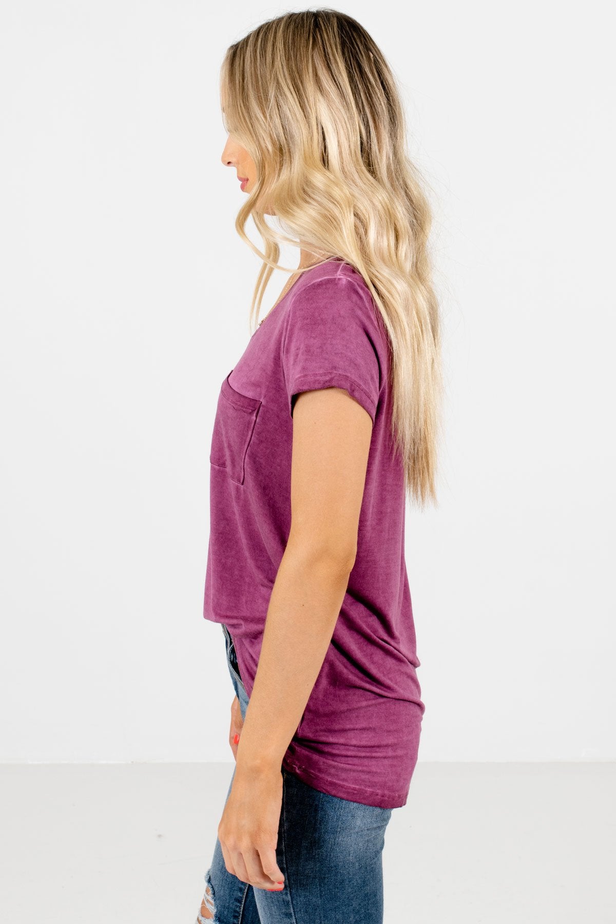 Purple Lightweight High-Quality Material Boutique Tees for Women