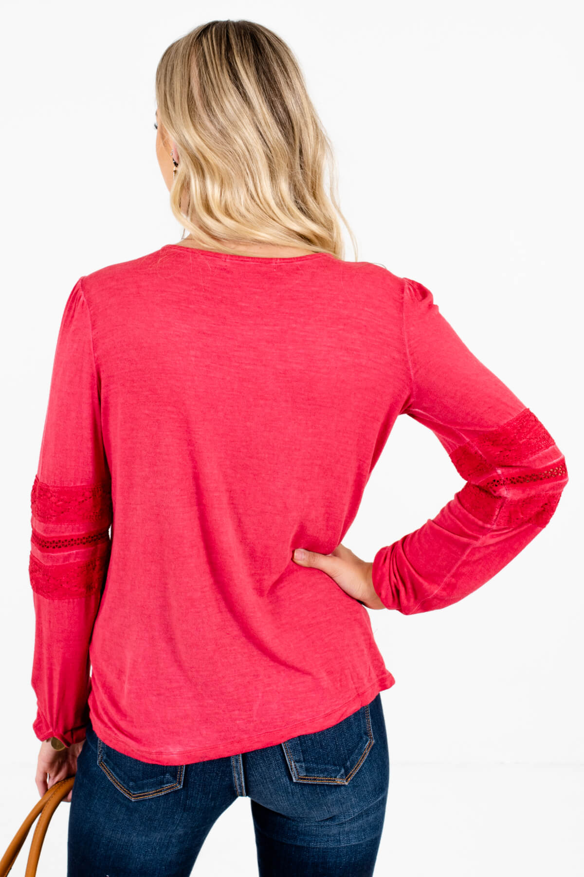 Women’s Red Long Sleeve Boutique Tops