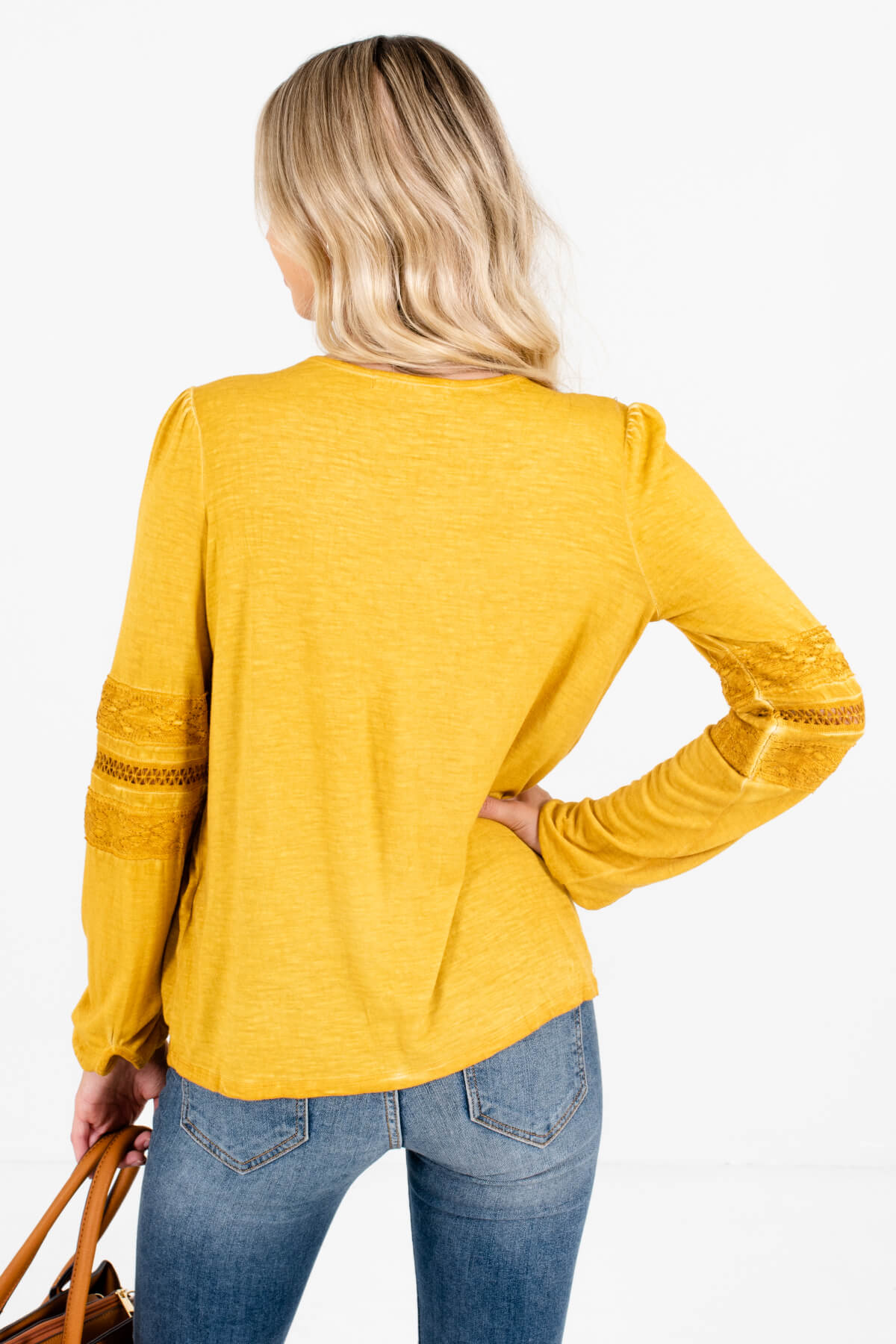 Women’s Mustard Yellow Long Sleeve Boutique Tops