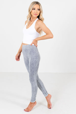 Women's Charcoal Gray Ribbed and Diamond Textured Boutique Active Leggings