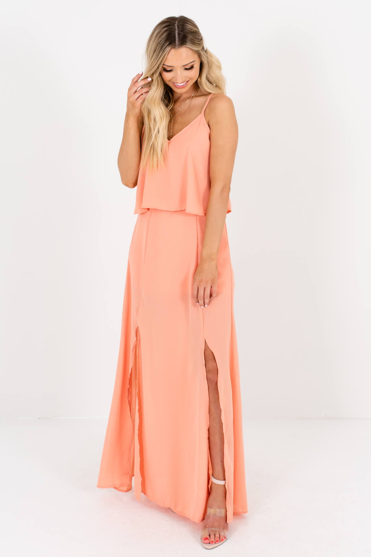 Peach Pink Boutique Maxi Length Dresses for Women