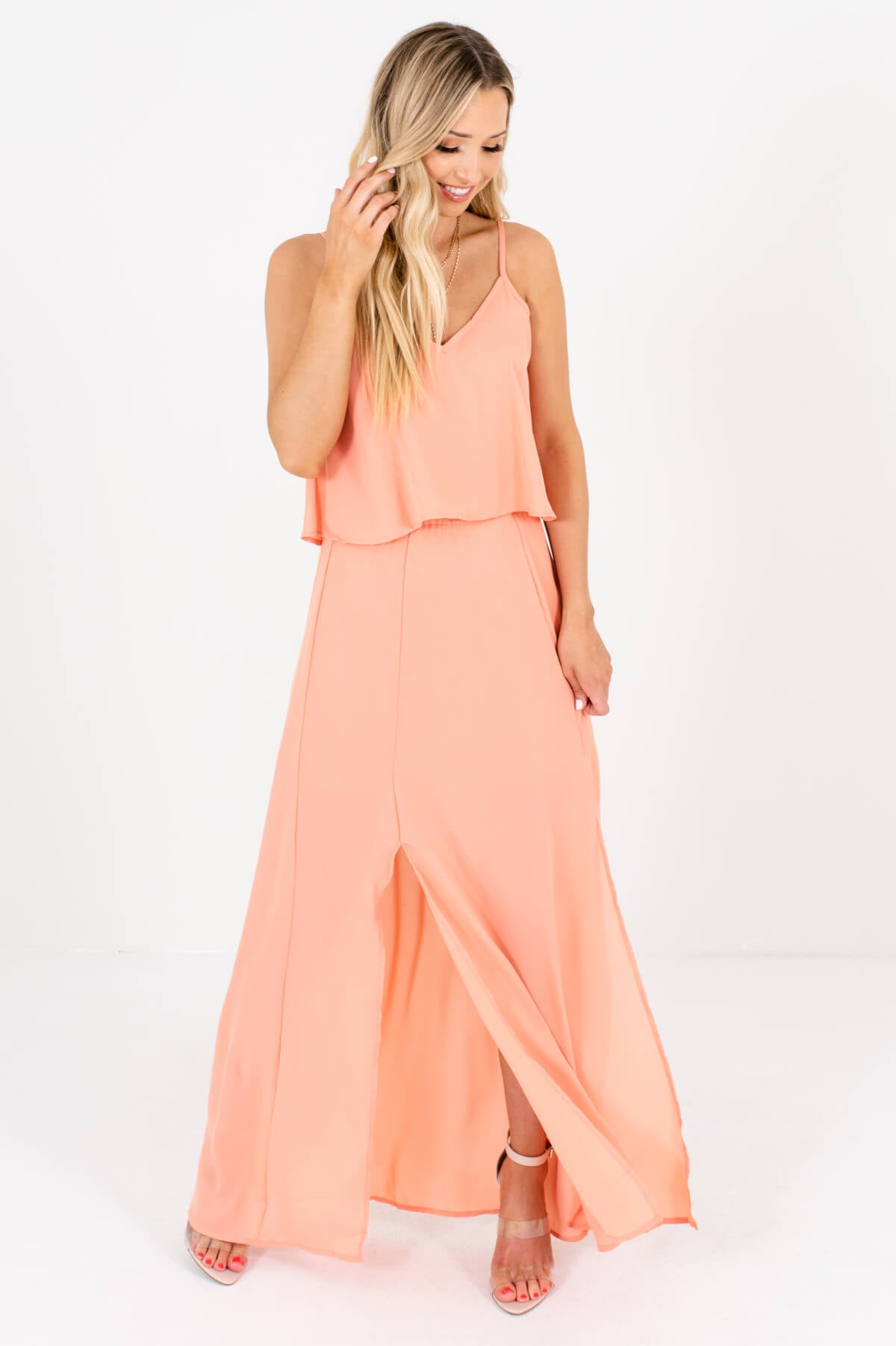 Peach Pink Cute and Comfortable Boutique Maxi Dresses for Women