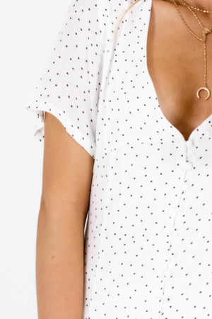 White Black Polka Dot Maxi Dresses Affordable Online Boutique