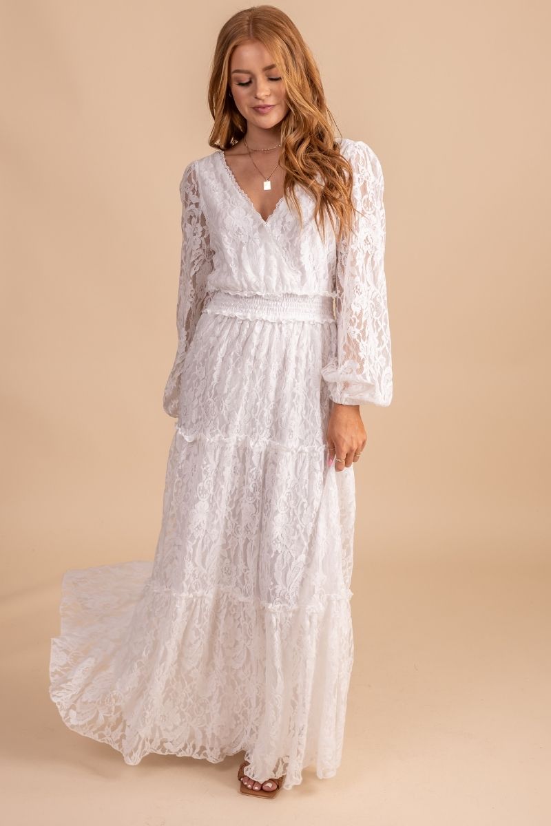 Pretty in Lace Maxi Dress - White