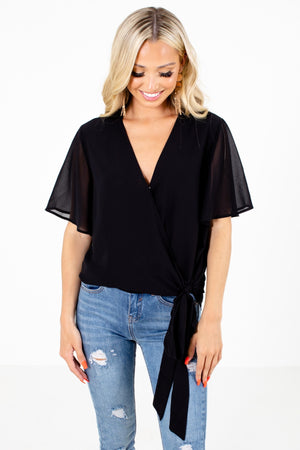 Women's Flowy Sleeve Blouse with Tie Waist
