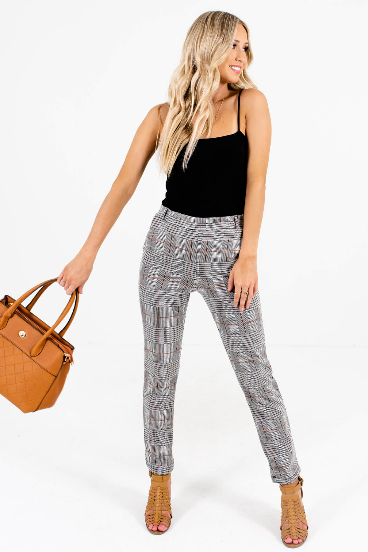 Gray Plaid Cute and Comfortable Boutique Pants for Women