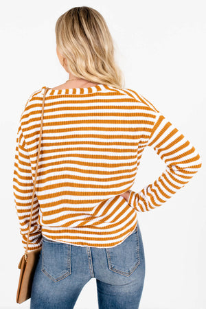 Women's Rust Orange Button-Up Front Boutique Tops