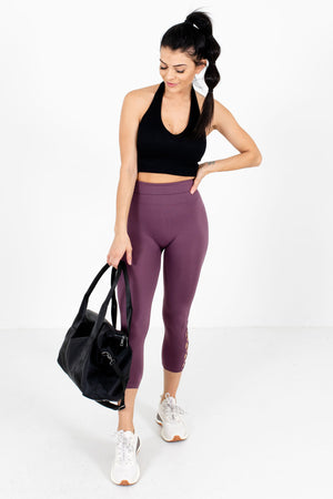 Purple Active High Waisted Capri Leggings
