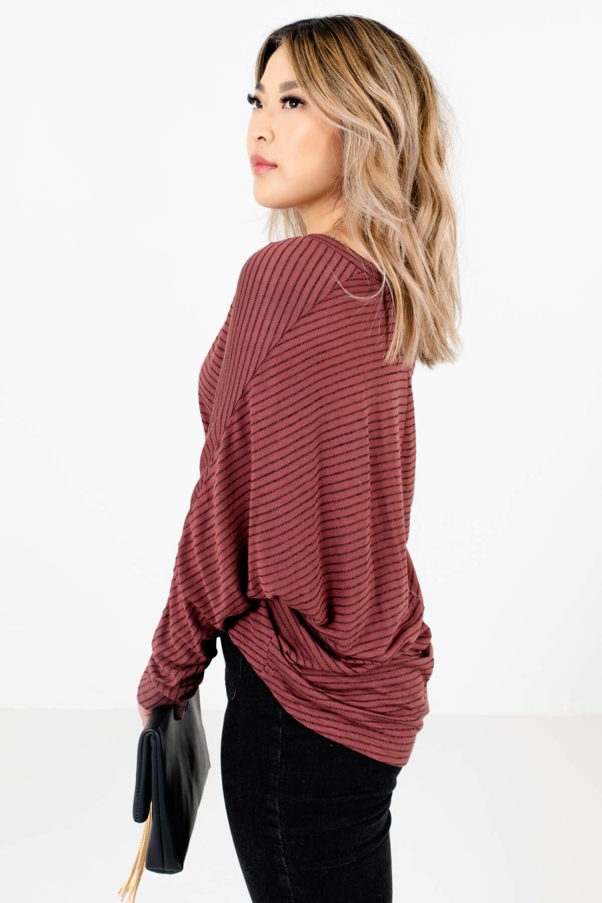 Mauve Oversized Relaxed Fit Boutique Tops for Women