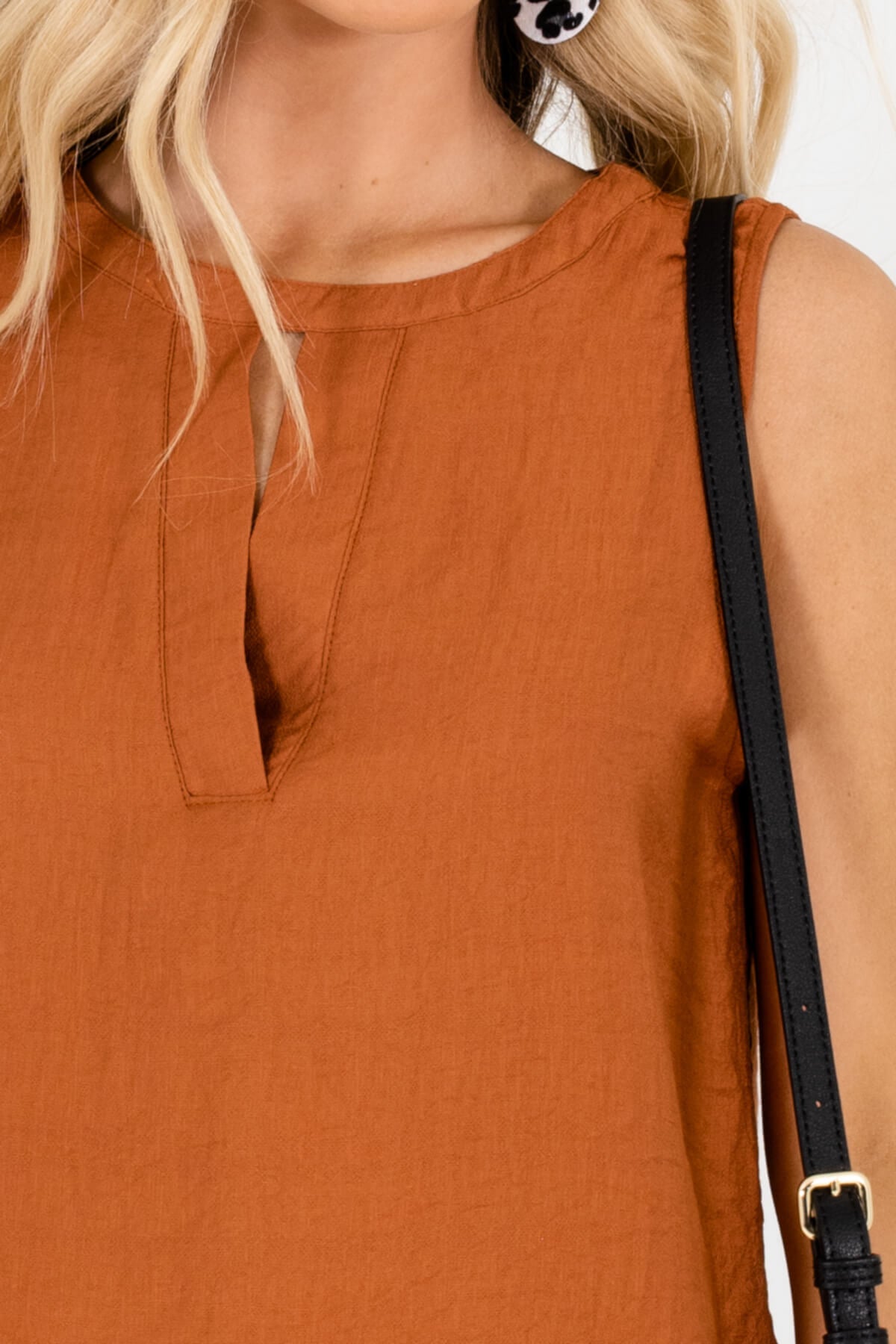 Rust Orange Brown Cutout Tank Tops Affordable Online Boutique