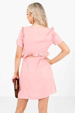 Women's Pink Cutout Detailed Boutique Mini Dress