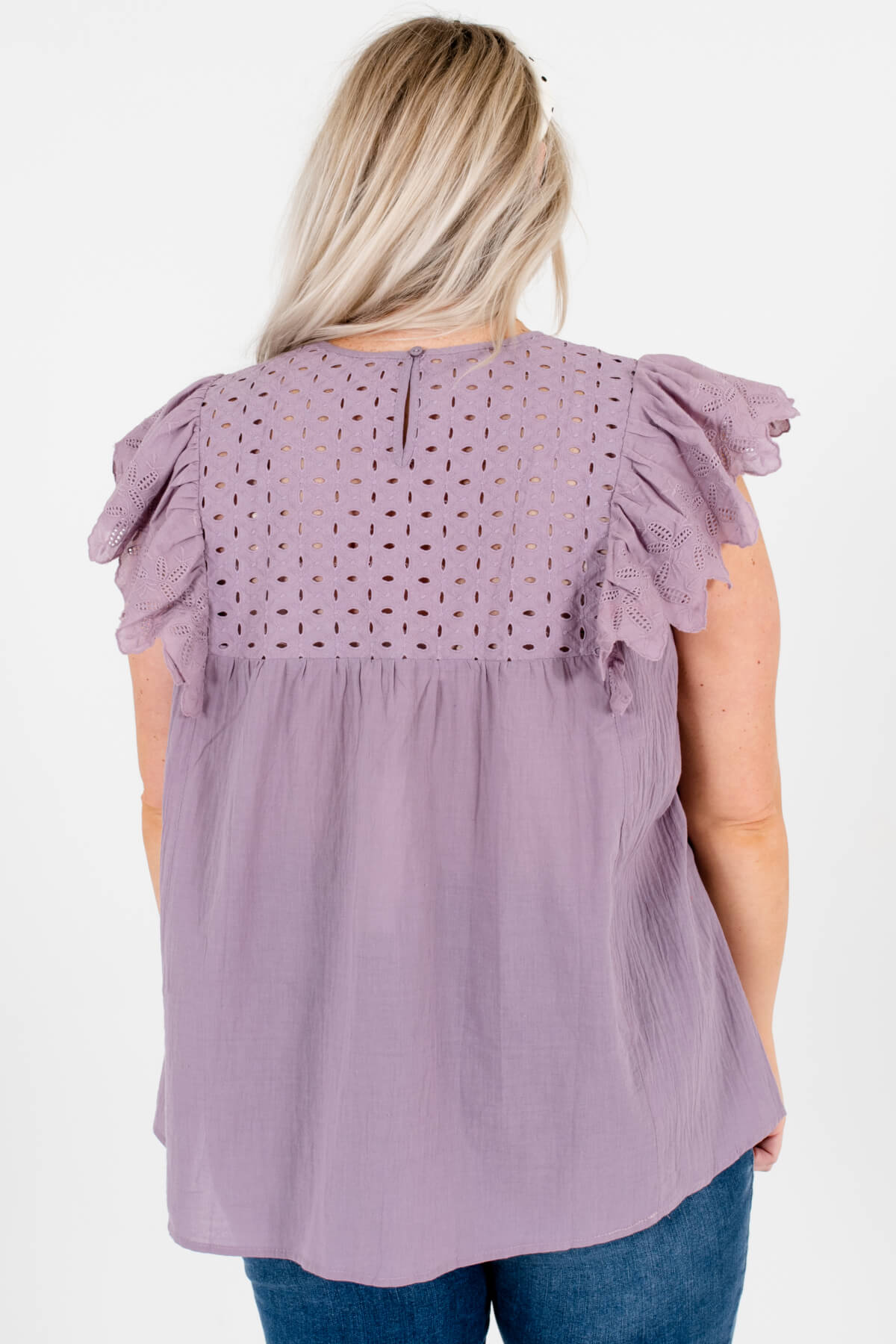 Women's Lavender Purple Keyhole Back Plus Size Boutique Tops