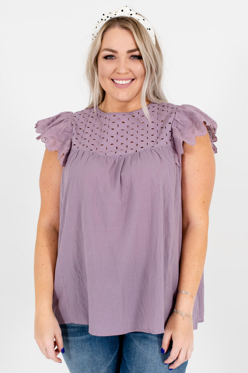Radiate Happiness Lavender Embroidered Top