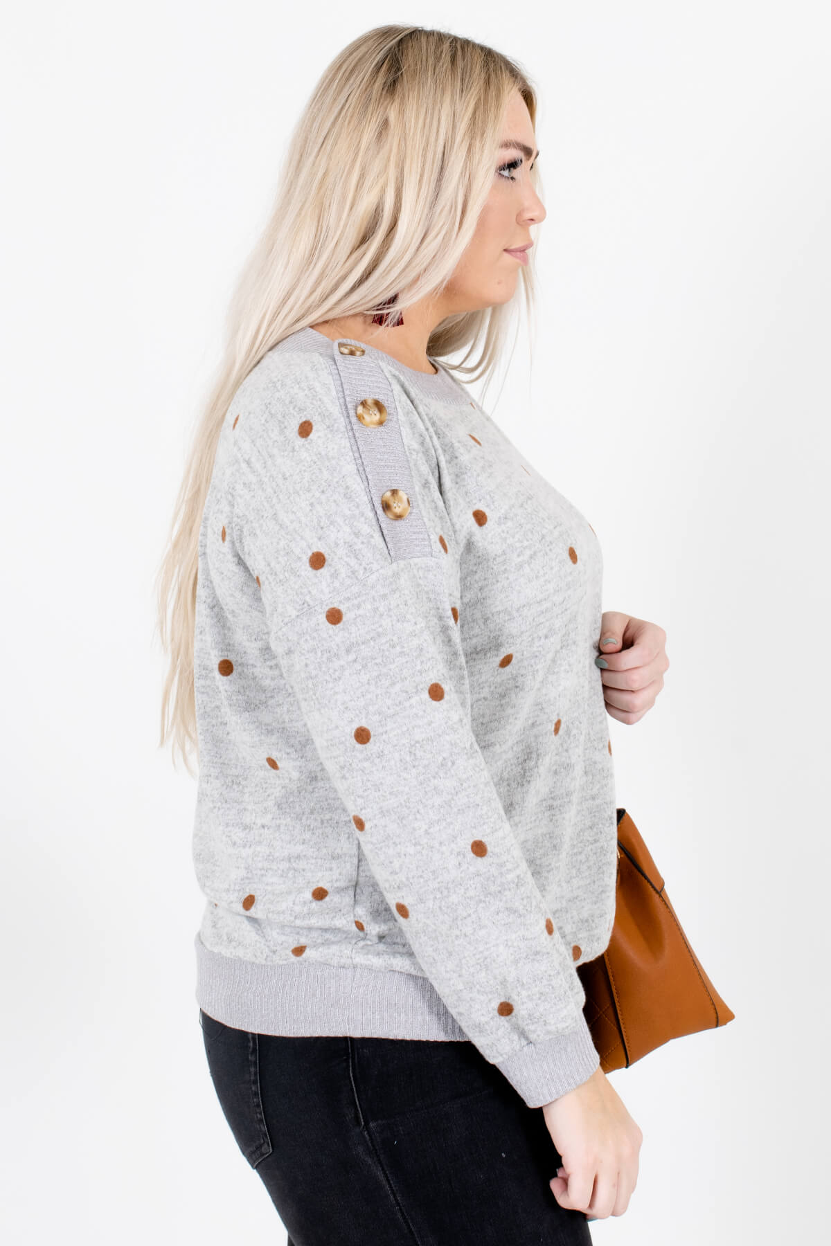 Heather Gray Long Sleeve Boutique Sweaters for Women