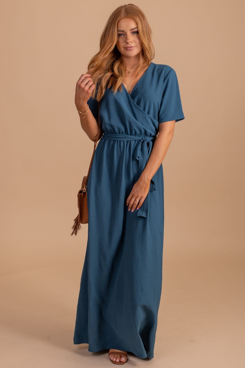 Wrap Maxi Dress for Women in Teal