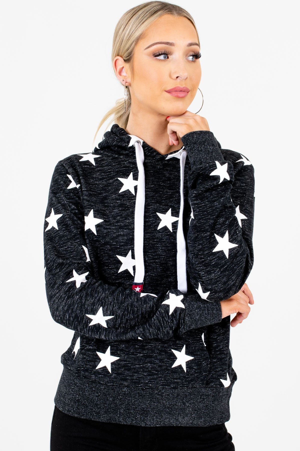 Women’s Heather Black Casual Everyday Boutique Hoodies