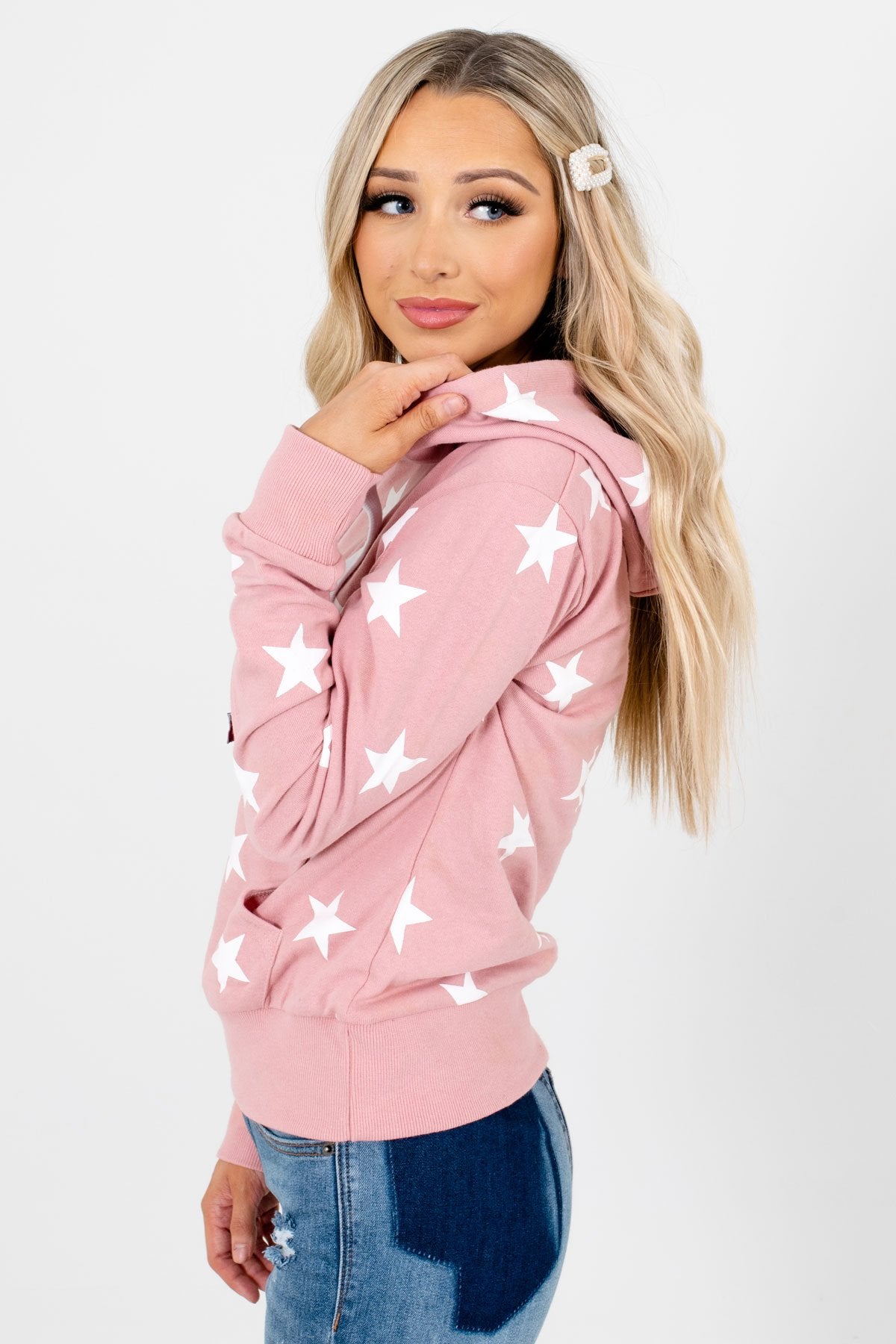 Pink Front Pocket Boutique Hoodies for Women