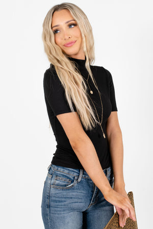 Black Short Sleeve Boutique Tops for Women