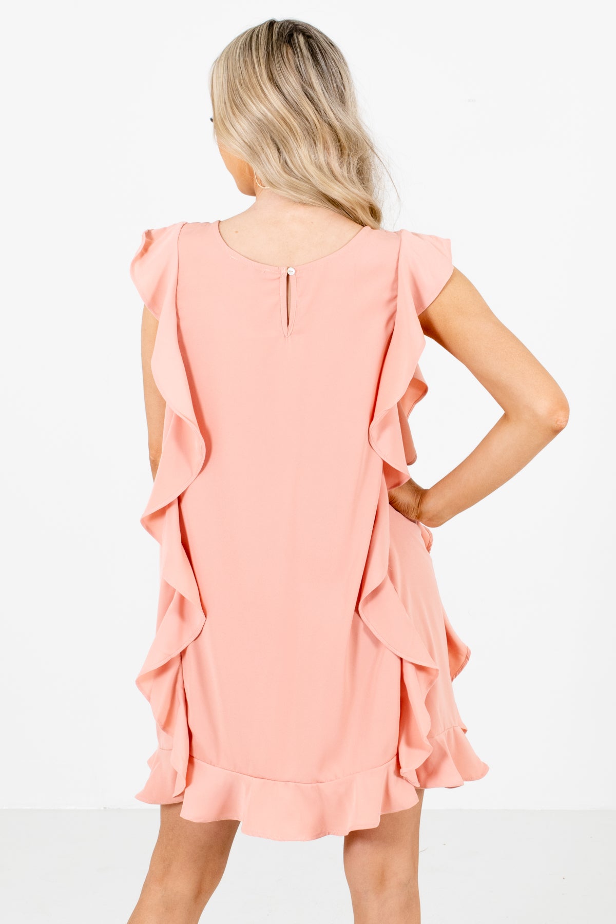Women's Pink Keyhole Back Boutique Mini Dress