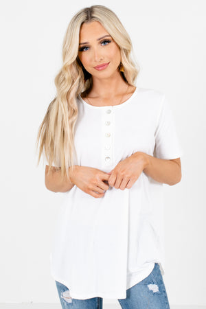 Women's Button Front Blouse in White