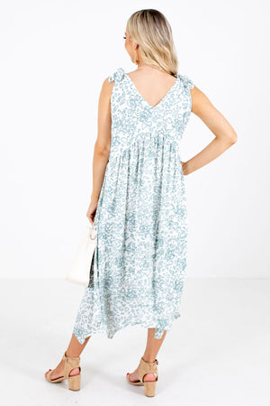 Women's White Asymmetrical Hem Boutique Midi Dress