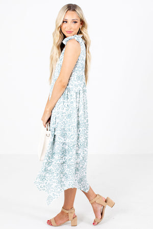 Women's White Flowy Silhouette Boutique Midi Dress