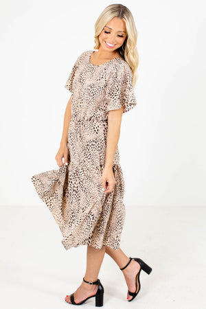 Tan Brown Cute and Comfortable Boutique Midi Dresses for Women