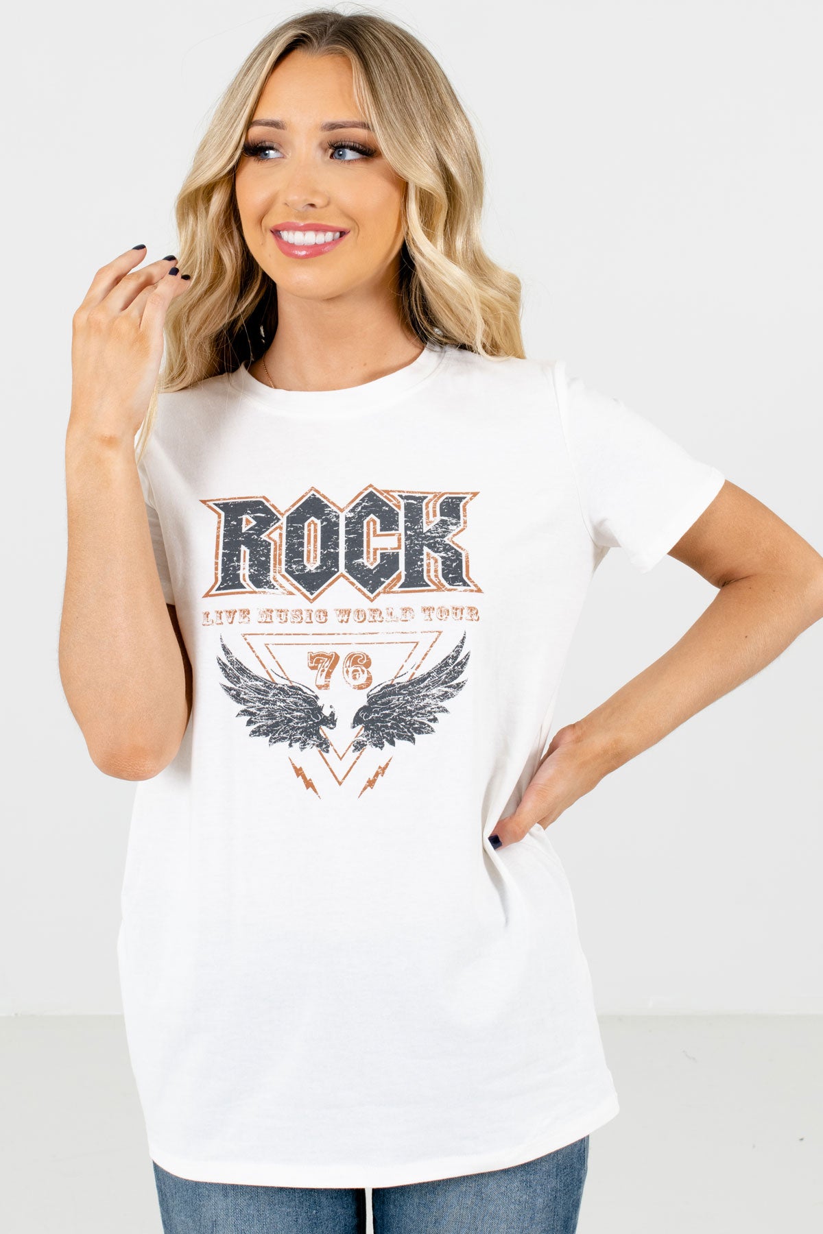 White Classic T-Shirt Fit Boutique Tees for Women