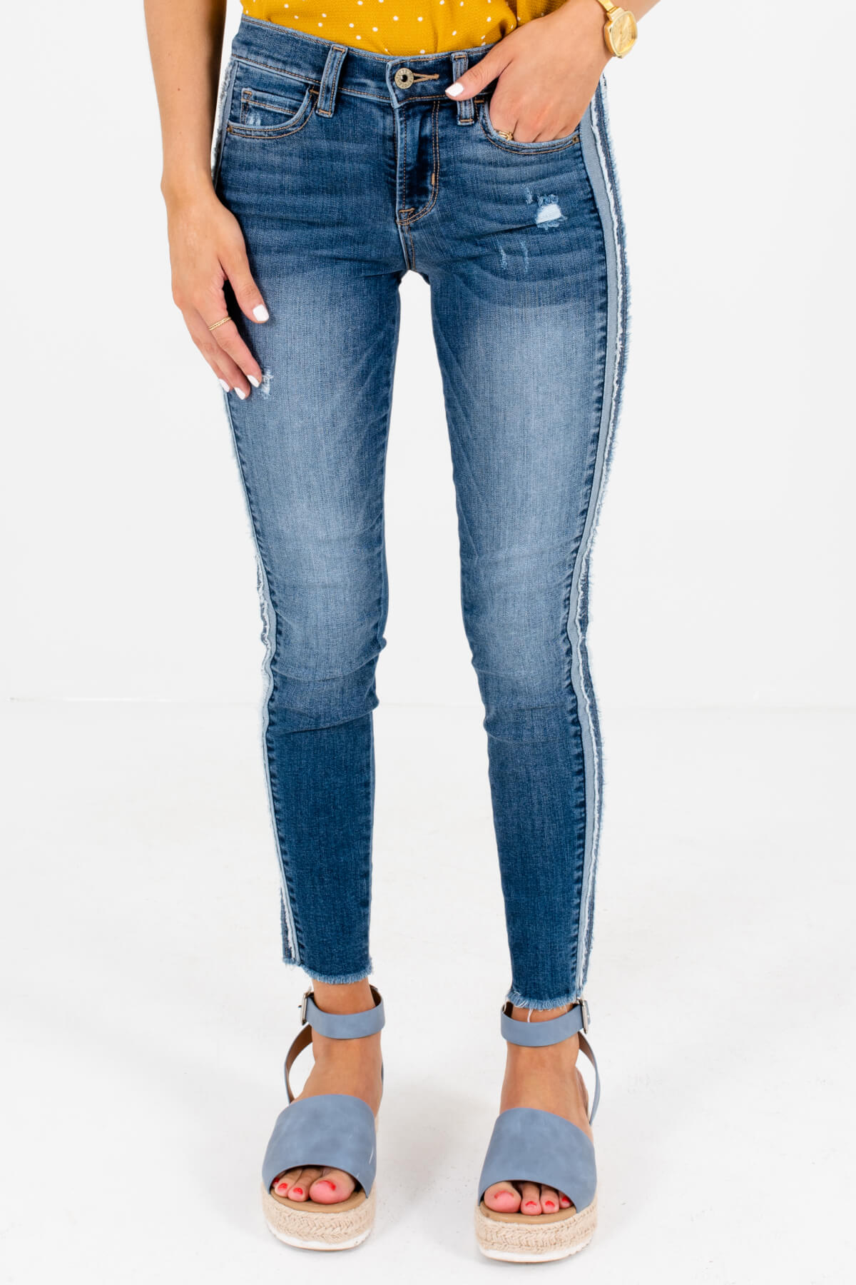 Medium Wash Denim Blue Skinny Style Boutique Jeans for Women