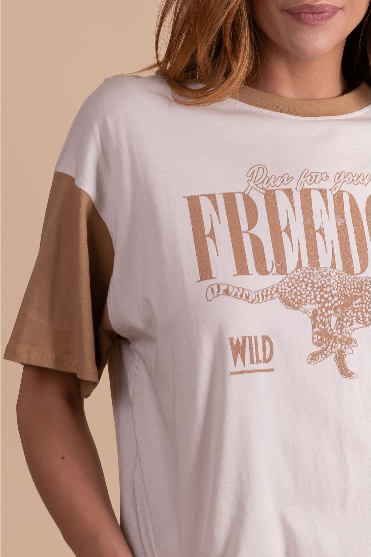 Off White Womens Graphic Tee "Run For Your Freedom"