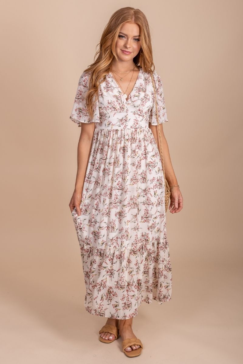 Running Through The Meadows Floral Maxi Dress - Off White