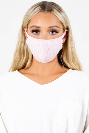 Pink Ribbed Material Boutique Face Masks for Women