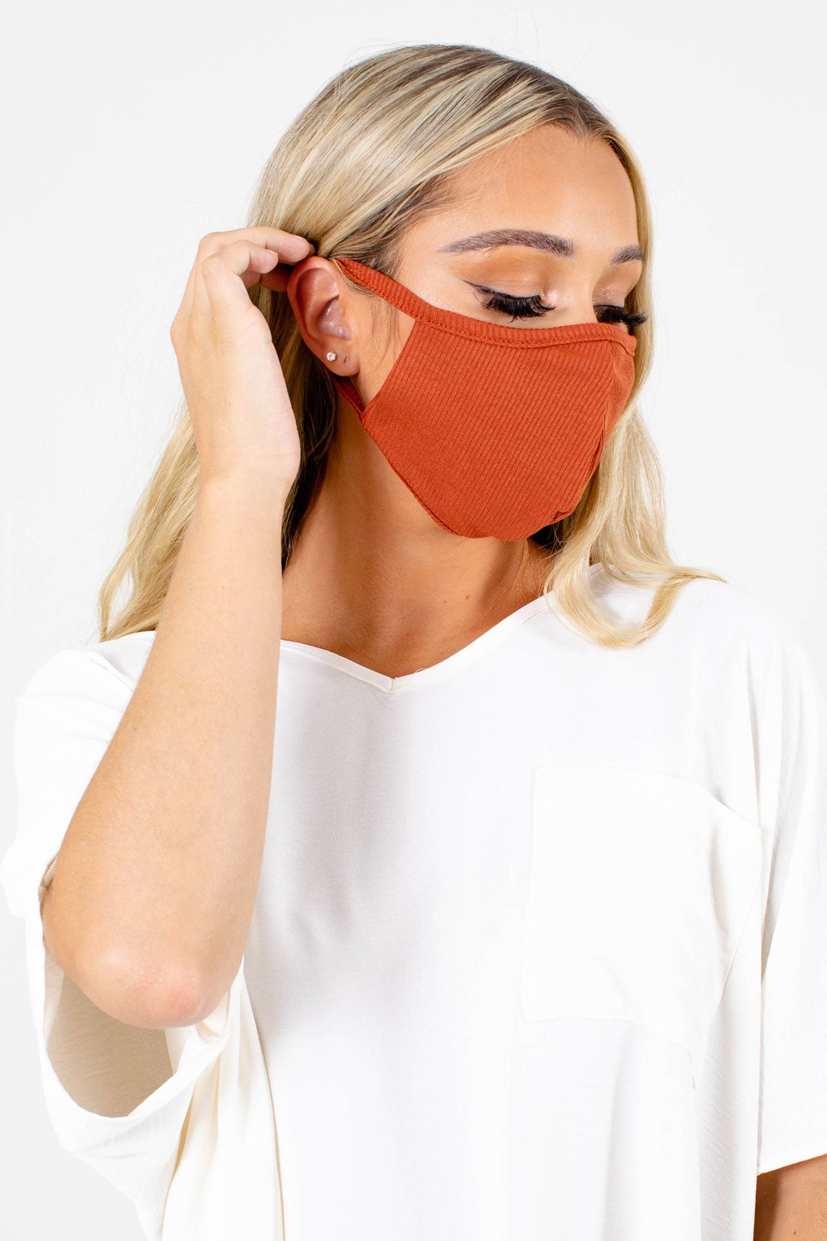 Women's Rust Orange Breathable Boutique Face Mask