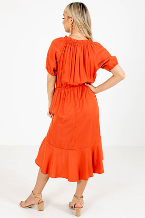 Women's Orange High-Low Hem Boutique Knee-Length Dress