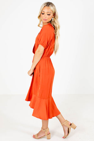 Orange Cute and Comfortable Boutique Knee-Length Dresses for Women