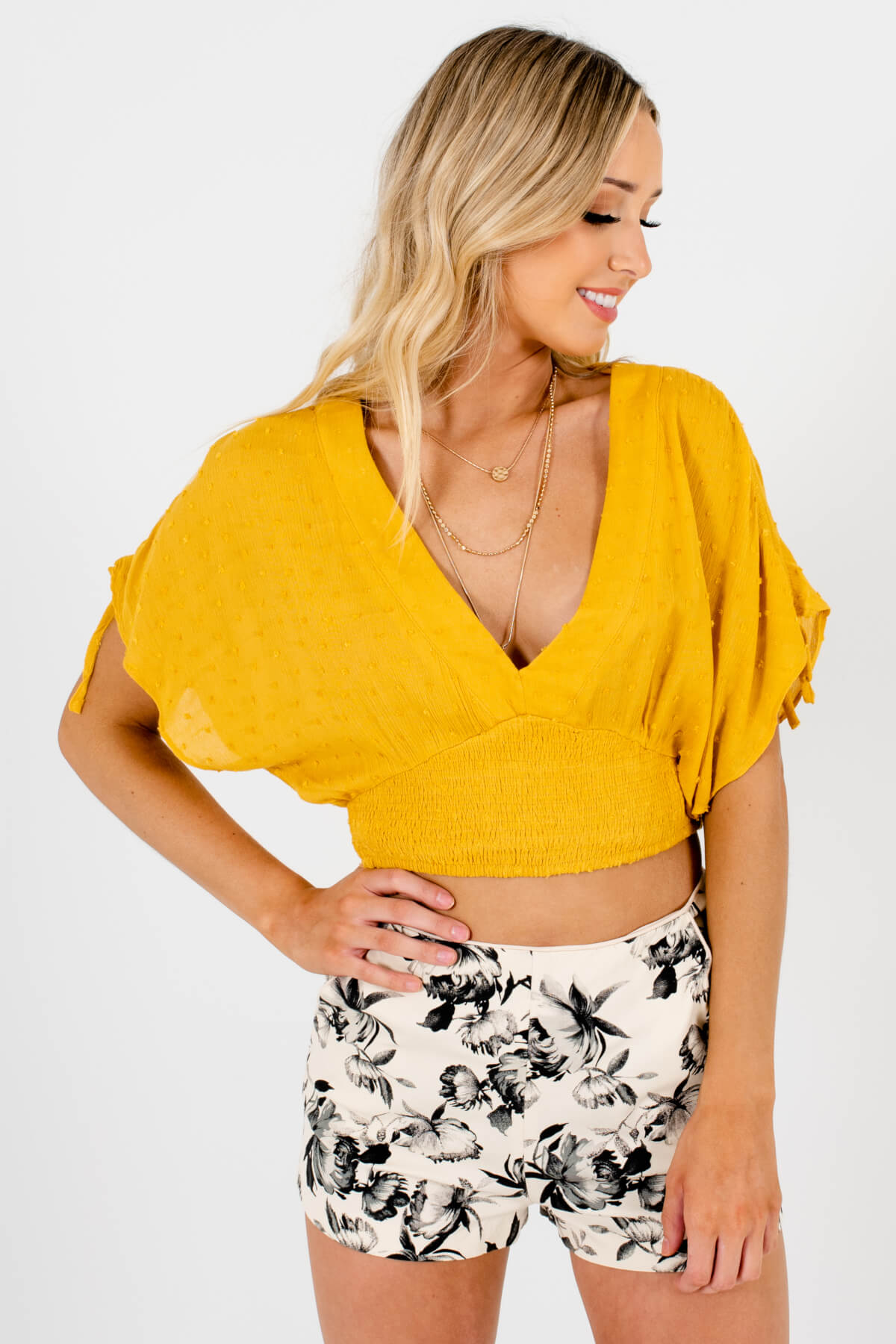 Mustard Yellow Cute and Comfortable Boutique Crop Tops for Women 