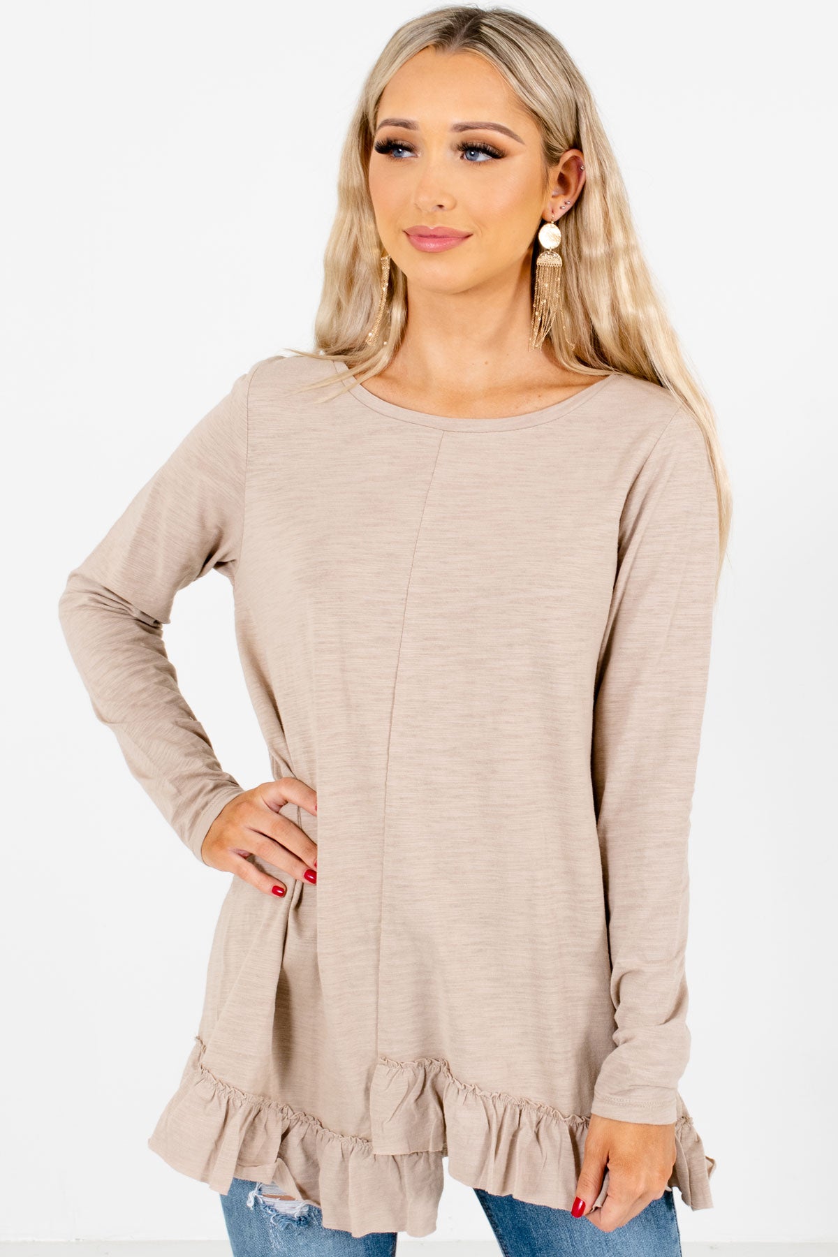 Tan Brown Cute and Comfortable Boutique Tops for Women