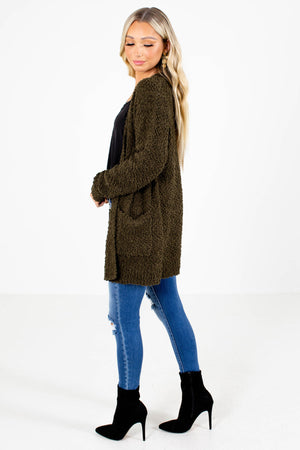 Women's Olive Layering Boutique Cardigan