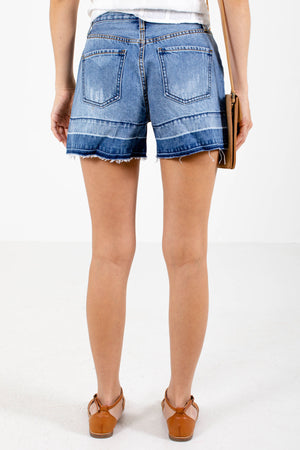 Women's Blue Boutique Shorts with Pockets