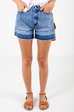 Medium Wash Blue Denim Boutique Shorts for Women