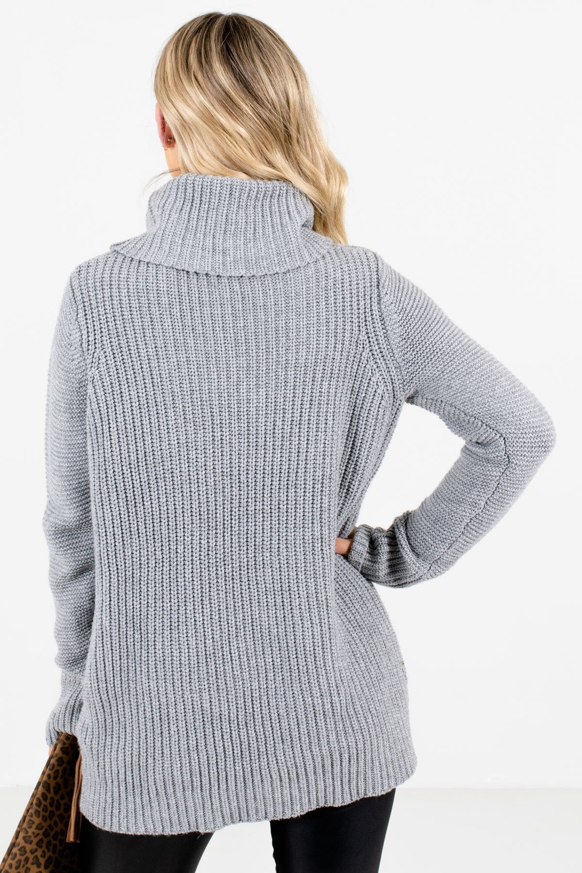 Women's Gray Cowl Neck Style Boutique Sweater