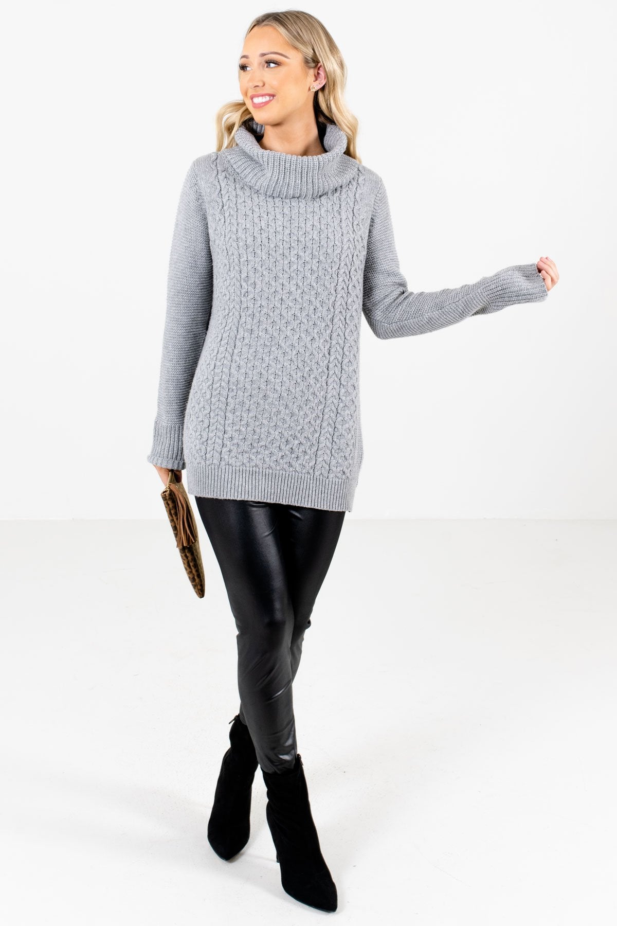 Gray Cute and Comfortable Boutique Sweaters for Women