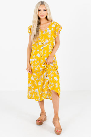 Yellow Cute and Comfortable Boutique Midi Dresses for Women
