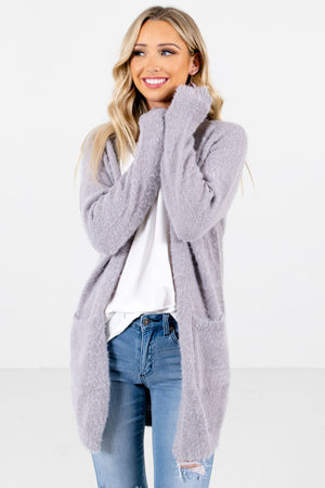 Women's Light Gray Warm and Cozy Boutique Cardigan