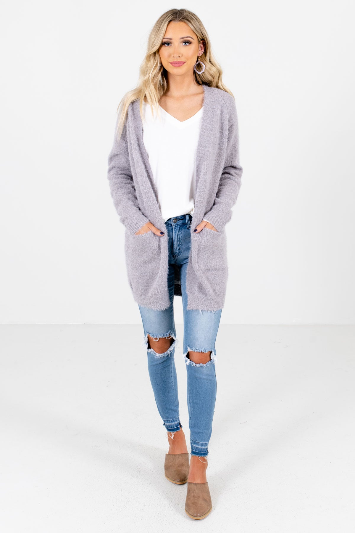 Women's Light Gray Fall and Winter Boutique Clothing