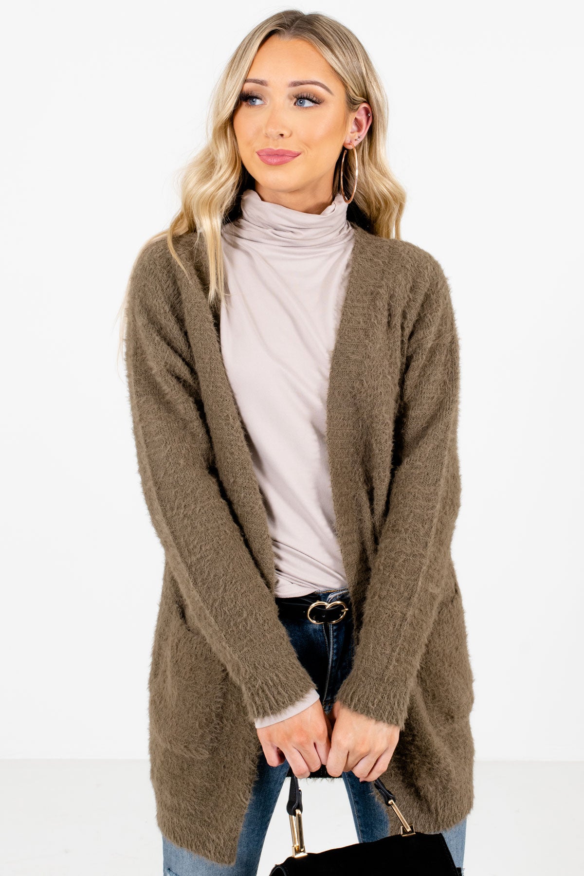 Olive Green Cute and Comfortable Boutique Cardigans for Women