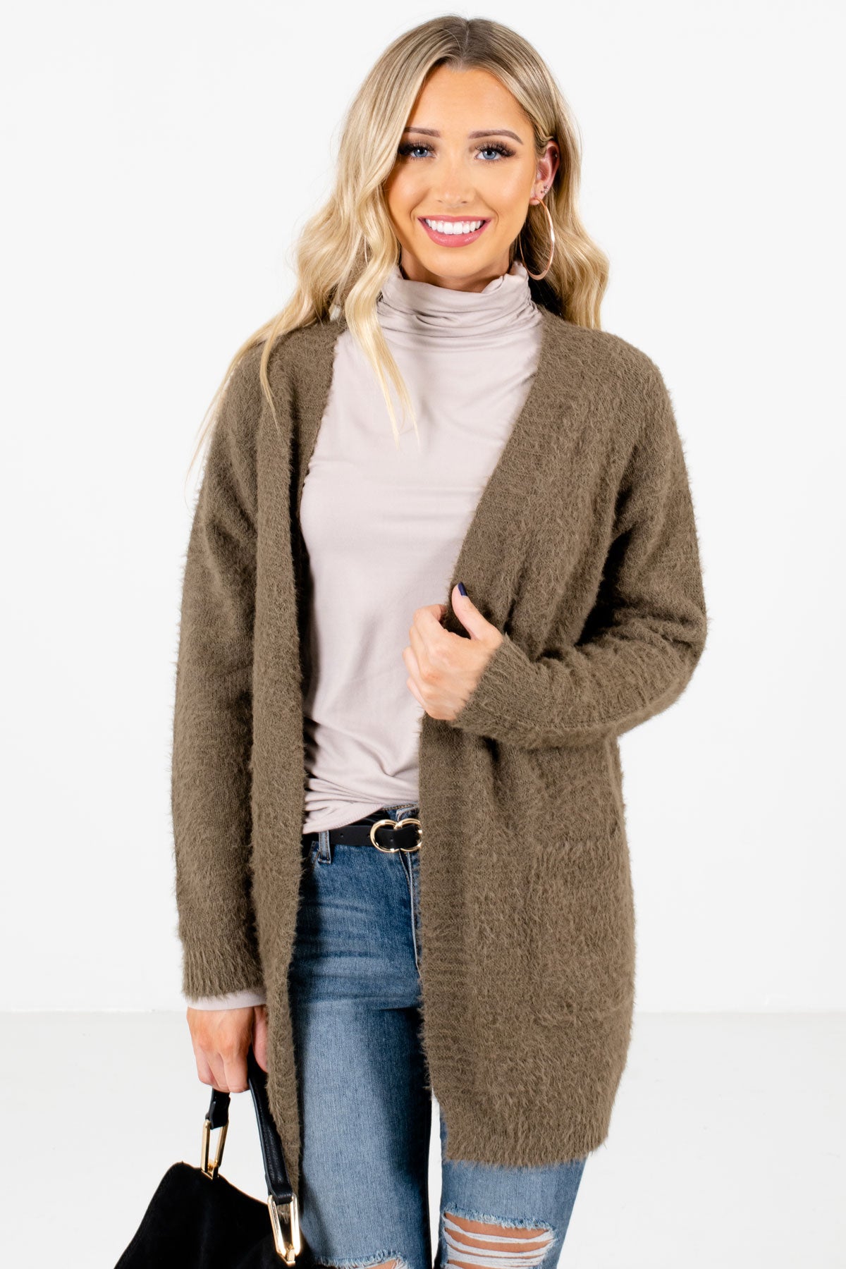 Women's Olive Green Layering Boutique Cardigan