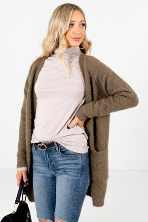 Women's Olive Green Cozy and Warm Boutique Cardigan